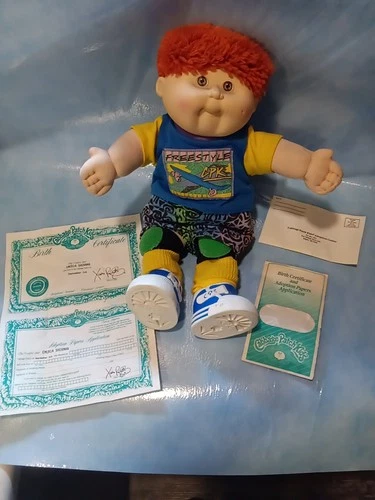 Vintage 1990 Hasbro Cabbage Patch Kids First Edition Doll - Red Signature.