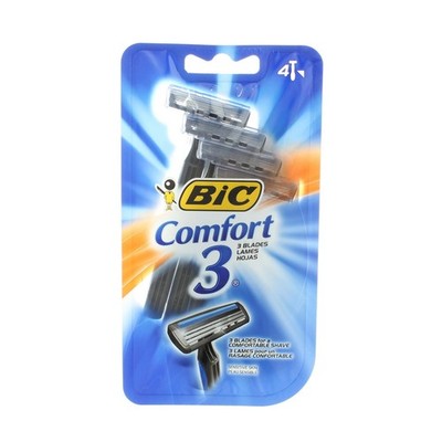 4 Pack BiC Comfort 3 Disposable Razors, 3 Blades, 4 Ct