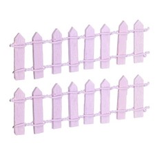 2pcs 3.9 Inch Miniature Garden Fence Mini Ornament Wood Picket Fence Purple
