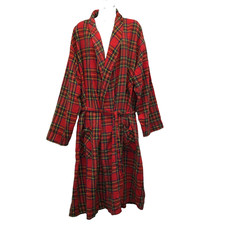 Vintage LL Bean Men's L/XL Scotch Plaid Robe Red Green Cotton Made in USA CD15