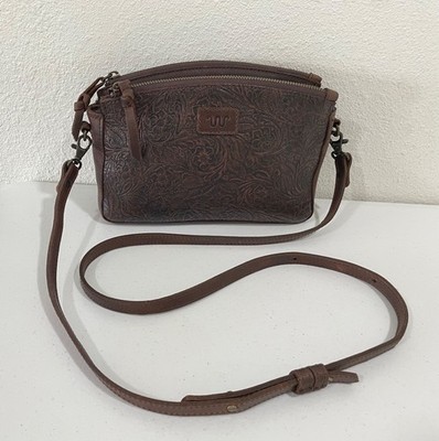 King Ranch Floral Tooled Genuine Leather Small Crossbody Bag Shoulder Purse
