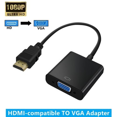 Black Cable HDMI INPUT to VGA OUTPUT Converter Adapter 1080P Für PC TV Monitor