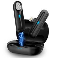 Wireless Lavalier Microphone for iPhone iPad with Charging Case, 2 Chips Clea...