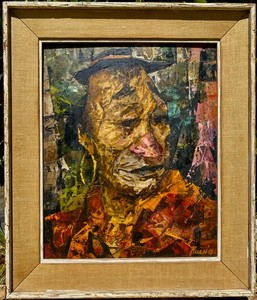 ROBERT RUSSIN Abstract Oil Painting "Half-Breed" 21x18x2" Listed Artist LA,CAp/u