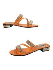 GORGLITTER Women's Sparkly Strappy Sandals Dressy Rhinestone Wedding Flats