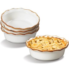 ONEMORE Mini Pie Pans, 6.8 inch Ceramic Dish for 6 inch, Creamy White