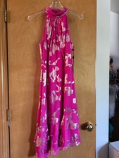 NWT orig. $179, Adrianna Papell pink chiffon foil cocktail party dress, size 4