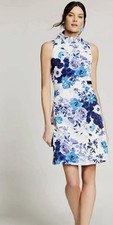Eliza J Floral Print Ruffle Sheath Dress In Blue White Womens Size 8 NEW