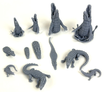 Crocodile Alligator Pack 3D Print Miniature D&D Figure Tabletop RPG Terrain 32mm