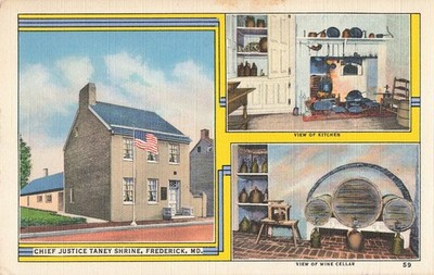 Vintage Chief Justice Taney Shrine Frederick MD Linen Postcard Views