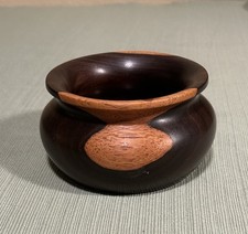 hand-turned 4.5  x 2.5  Multicolored Wood Bowl artist Ronald L Smith VTG