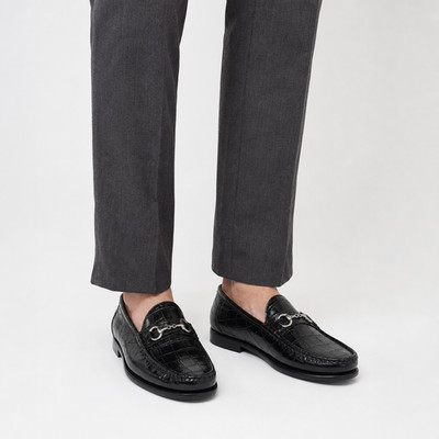 Johnston & Murphy Black Croc Horsebit Loafers 10.5M Quiet Luxury Classic