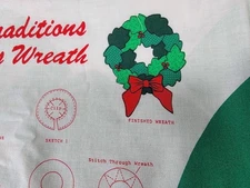 Vintage Fabric Traditions Christmas Wreath Fabric Panel Cut and Sew Cheaters 