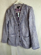 NEW Ann Taylor Blazer Jacket 4 Petite 4P Purple Pink Tweed Violet MSRP 179 NWT