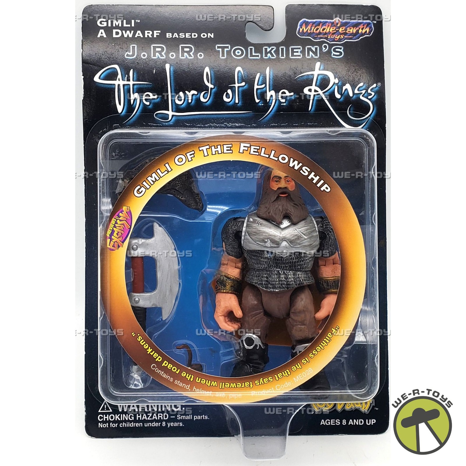 LOTR Middle-Earth Toys Gimli Of The Fellowship Action Figure 1999 Toy Vault NRFP