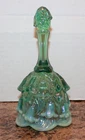Vintage Fenton Temple Bell Green Iridescent Lily of the Valley Bell ~ 6 1/2"