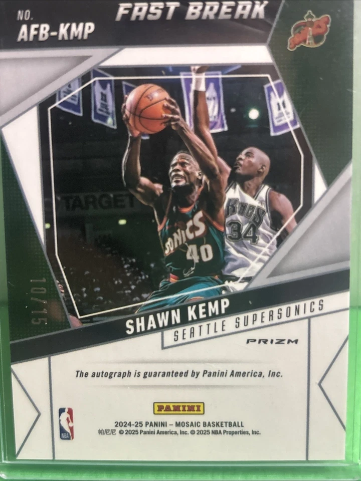 Shawn Kemp 24-25 Mosaic Fastbreak Pink Auto /15 Seattle Supersonics SSP Rare - Image 2 of 4