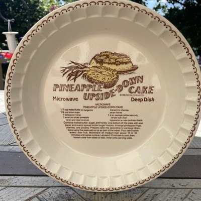 Royal China Country Harvest Pineapple Upside-Down Cake Ceramic Recipe Pie Dish