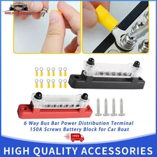 6 Way Bus Bar Power Distribution Terminal 150A Screws Battery Block for Car Boat
