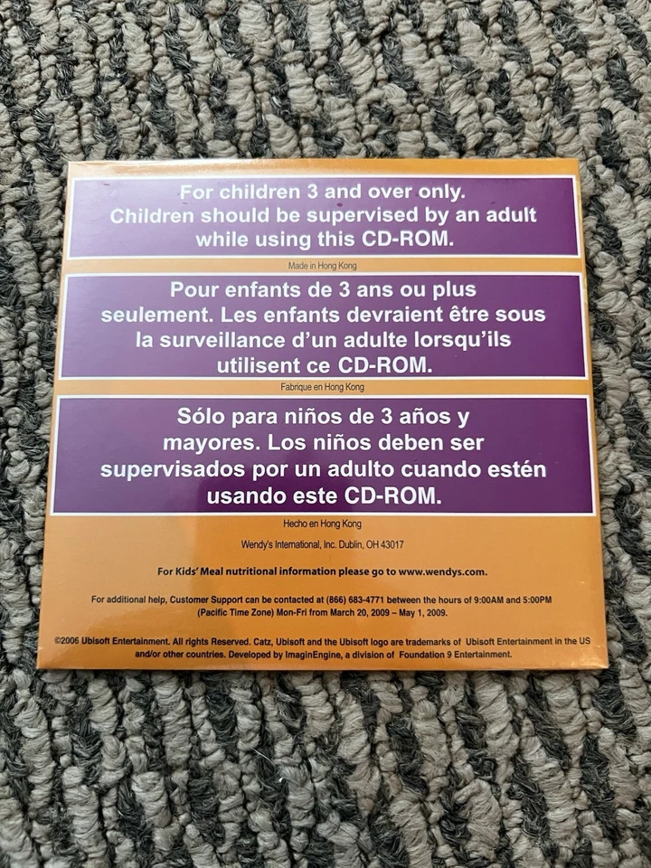 NEW Petz Catz PC CD ROM 2009 Wendy's Kids’ Meal Game Ubisoft Promotional Sealed - Image 2 of 2