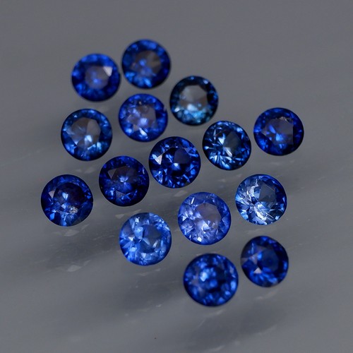 Round Diamond Cut 3.1 to 3.2mm.Cornflower Blue Diffusion Sapphire 15Pcs/2.20Ct. - Picture 2 of 6