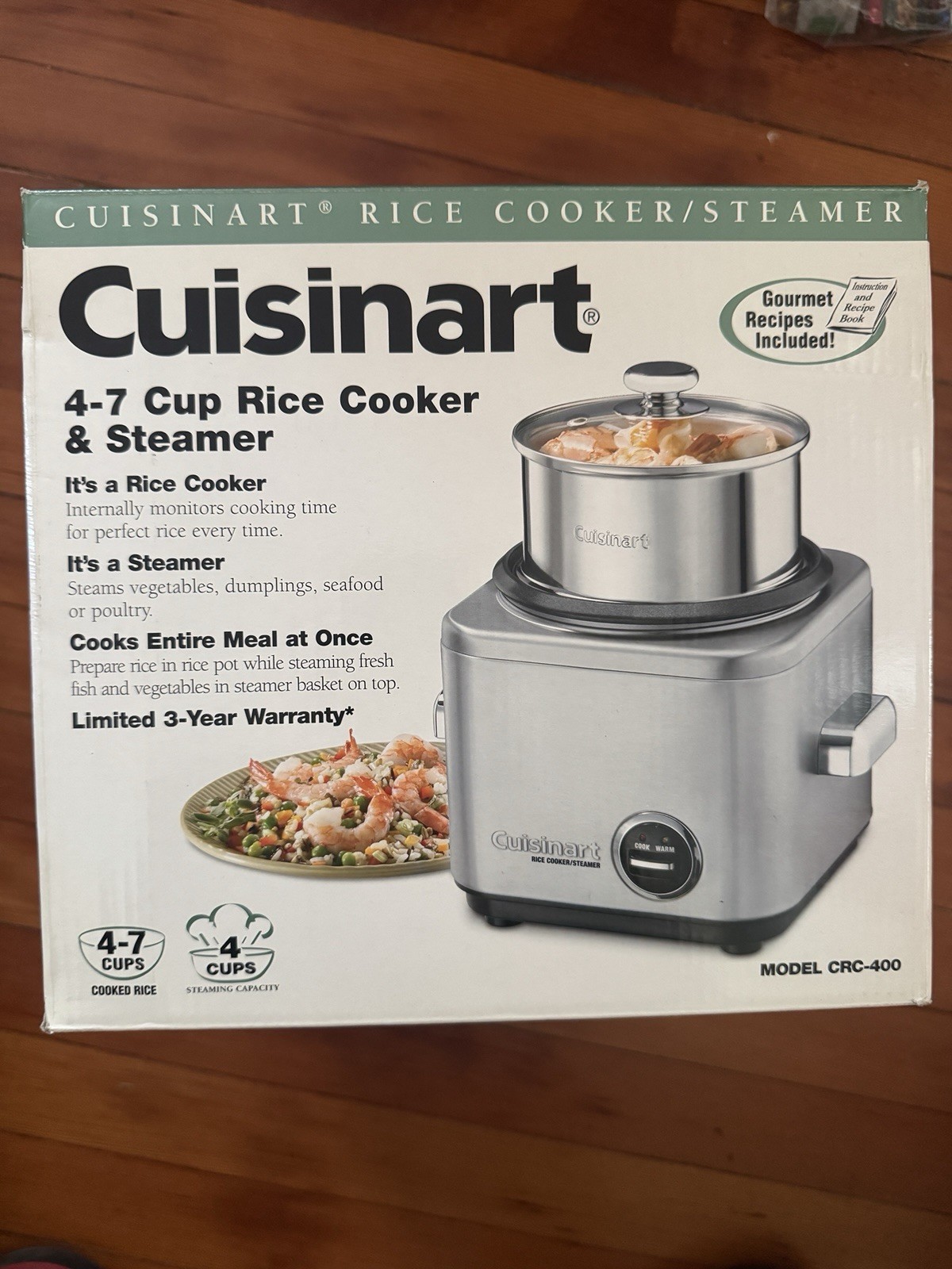 Cuisinart Rice Cooker & Steamer 4-Cup  CRC-400 Stainless Ste