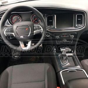 Details About 2015 2016 2017 2018 2019 Dodge Charger Interior Carbon Fiber Dash Trim Kit Set