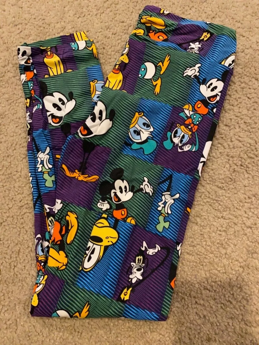 NWT LuLaRoe Disney OS Green MICKEY DONALD GOOFY PLUTO Patchwork Leggings  UNICORN