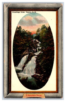 Generic Scenic Greetings Waterfall Emery SD Faux Frame UNP DB Postcard O17