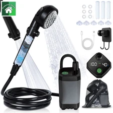 Portable Camping Shower Filter Head 6000mAh Rechargeable Pump Outdoor Camp Kit