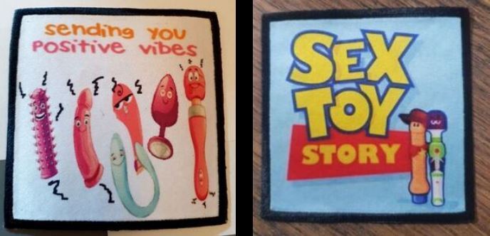 ADULT SEX TOY STORY CARTOON OR SENDING YOU POSTIVE VIBES SEW IRON ON PATCH  | eBay UK