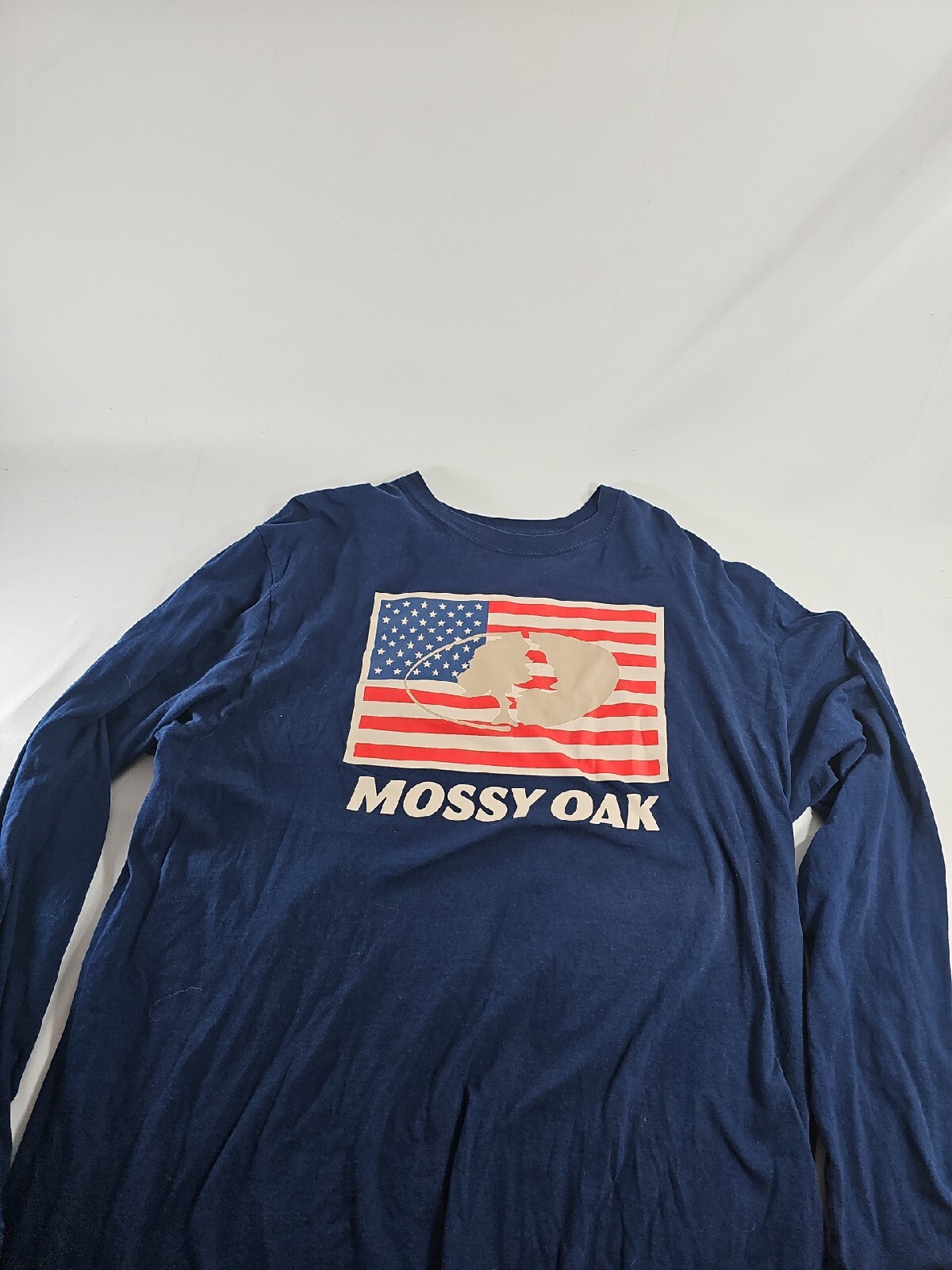 Mossy Oak American Flag Graphic Long Sleeve T-Shirt for Men XL Dark Blue