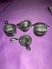 Vintage Childrens Dollhouse Minature Cast Iron Pans Pots Made in Tawain