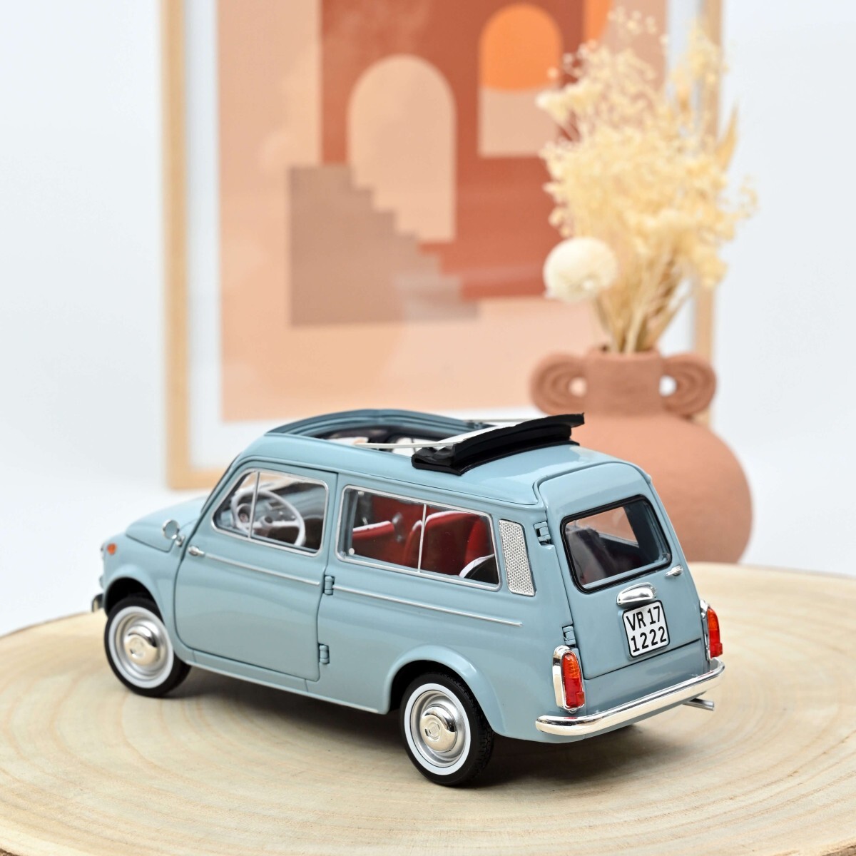 Norev 1/18 car Fiat 500 Giardiniera 1964 Cenere Blue 187726
