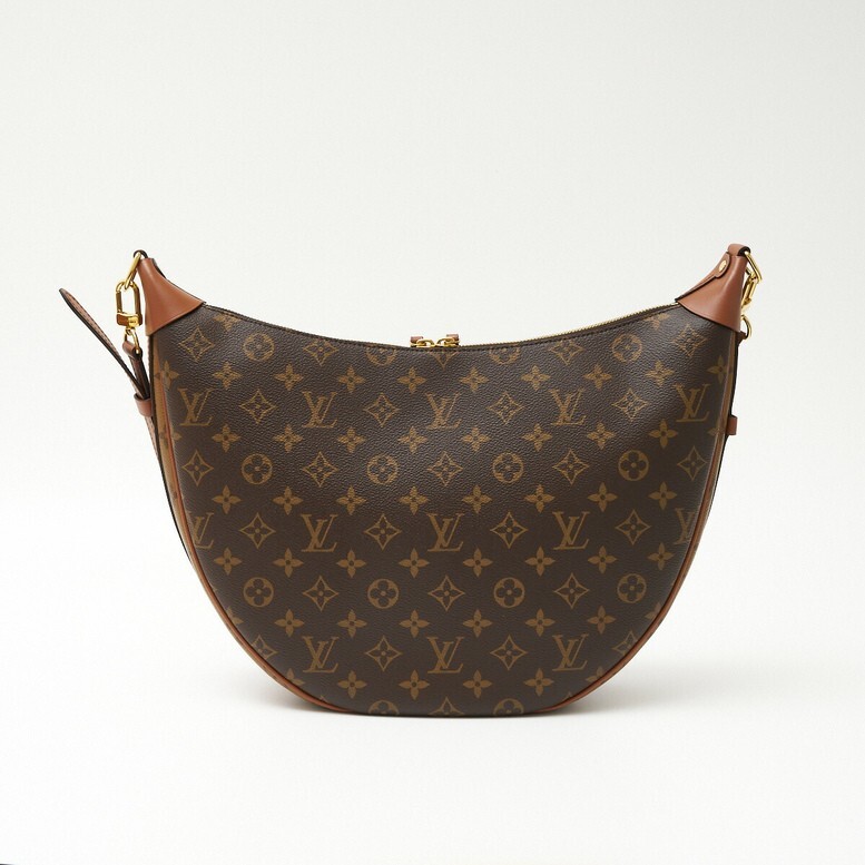 Louis Vuitton Monogram Reverse Loop Hobo Brown Half Moon Bag  