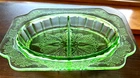 Uranium Green Depression Glass Divided Relish Dish Glows Green Under 395nm
