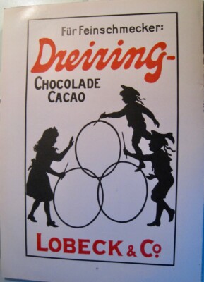 Originalwerbung Reklame von 1911 DREIRING Cholcolade Caao Lobeck & Co XL