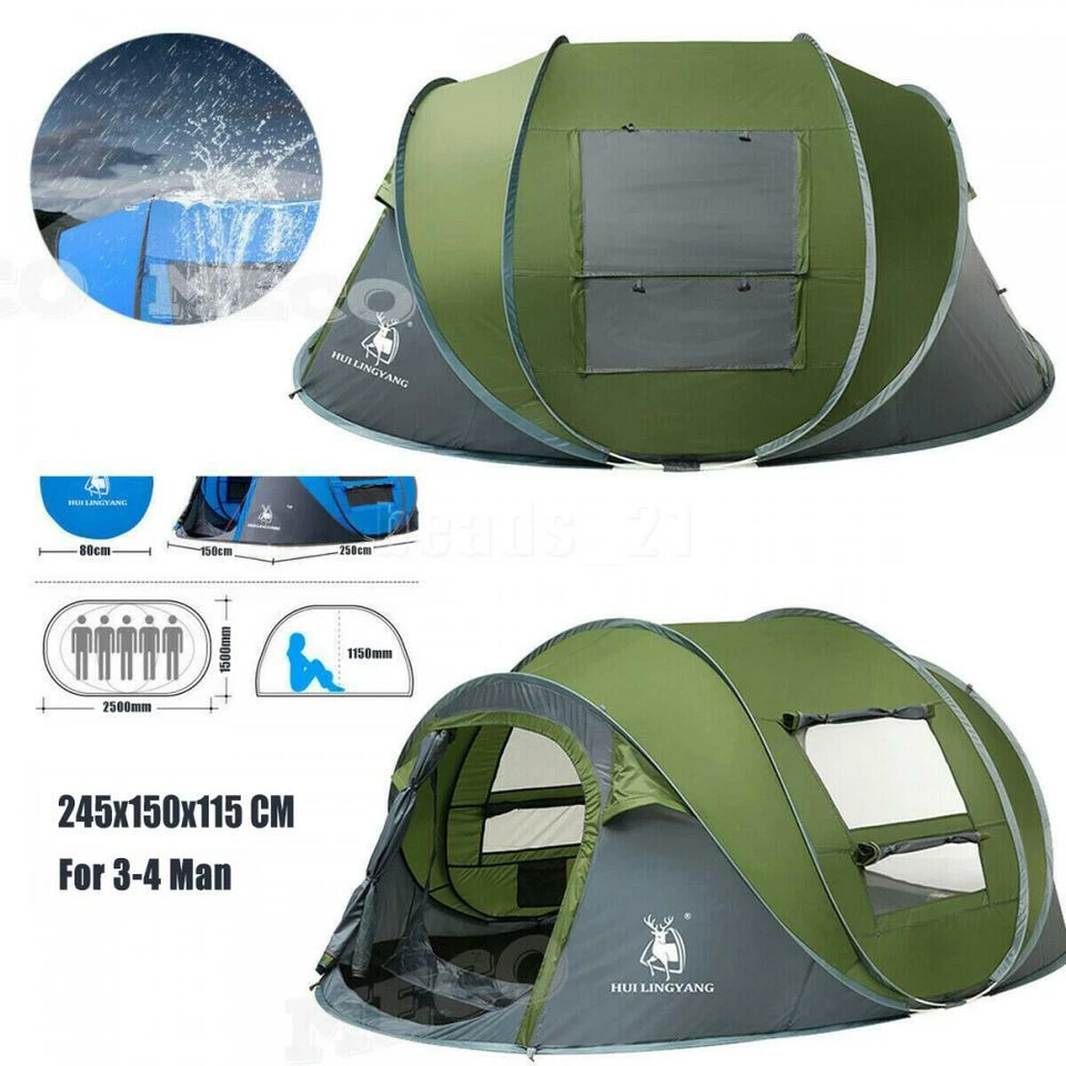 Tienda de campaña automática impermeable para 4-5 personas senderismo instantáneo familia tienda emergente Foto 3 de 4