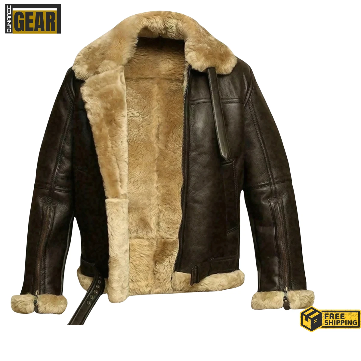 Aviator B3 Fur Shearling Real Leather Jacket Coat