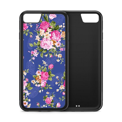Handyhülle Blumen blau Muster Garten Rosen für iPhone Modelle