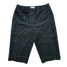 Vintage TALBOTS Irish Linen Wide Leg Clam Digger Trouser Pants Black WOMEN'S 10