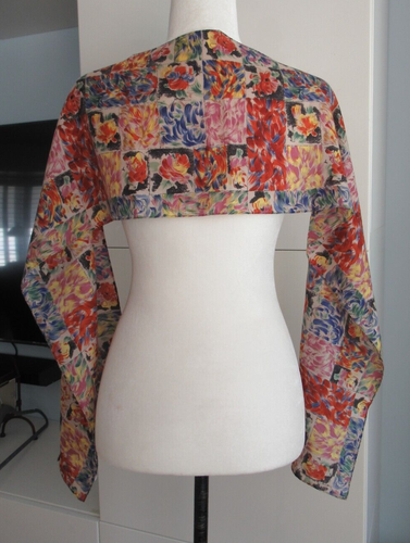 100% Silk Floral Rectangular Scarf 10" x 61" Multicolor Excellent - Picture 4 of 8