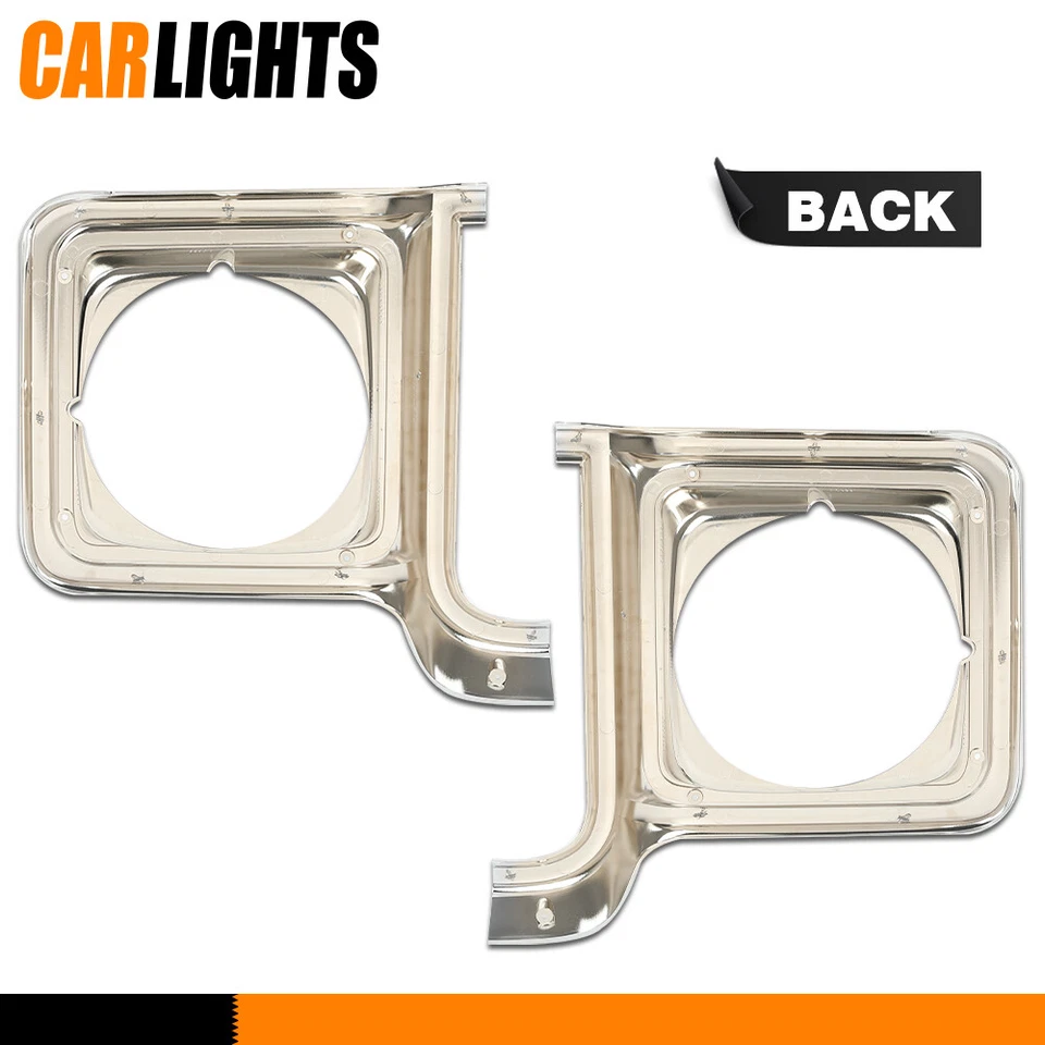Fit For Chevy Blazer GMC Jimmy C/K Pickup 2x Headlight Trim Bezels Chrome 73-78 Foto 3 de 4