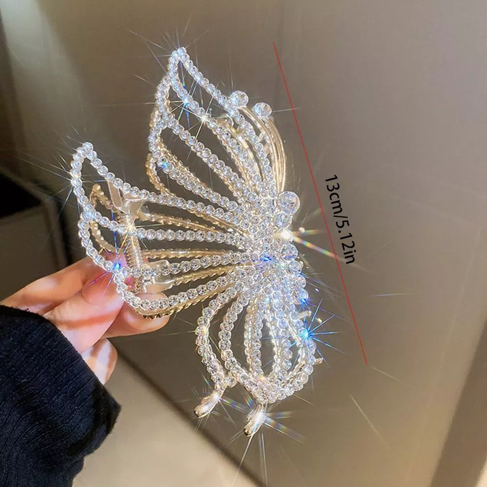 Diamond butterfly hair clip deals