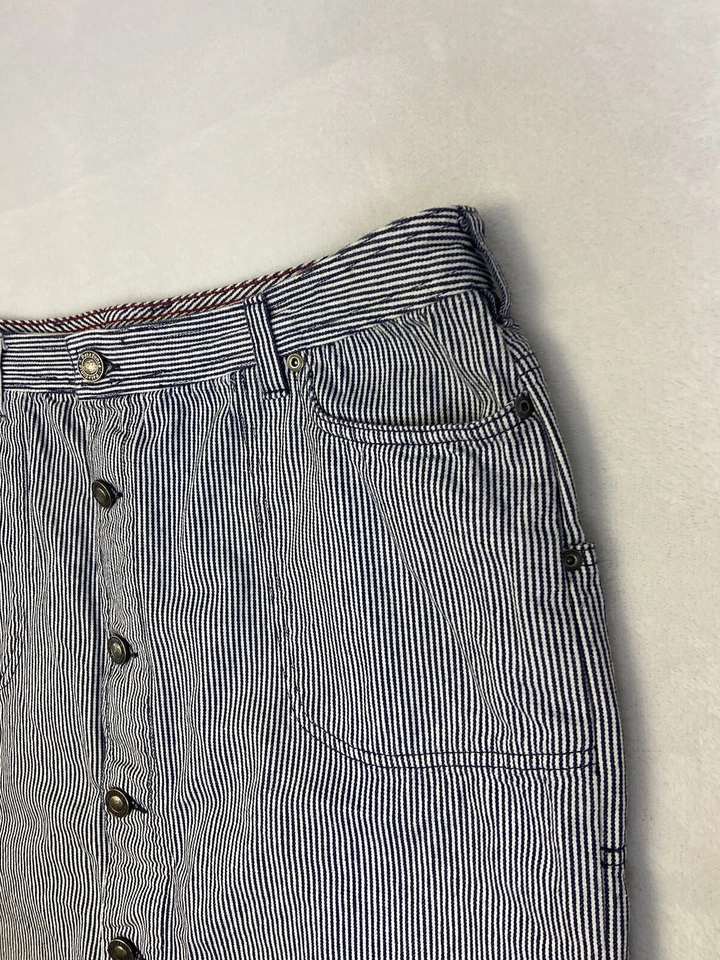 Patagonia Organic Cotton Blue & White Pinstripe Button Front Skirt Size 12 - Image 3 of 4