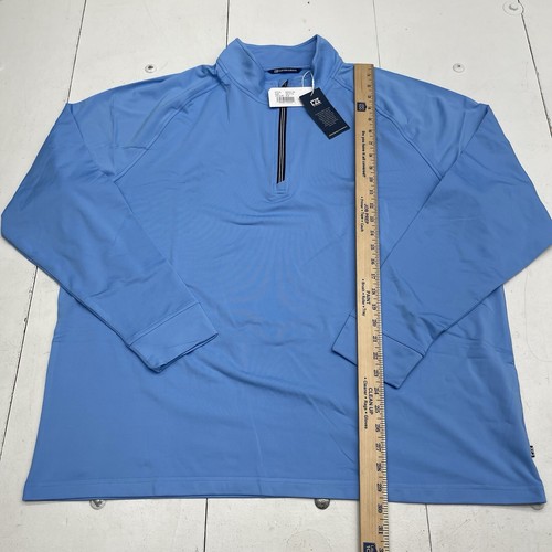 Cutter & Buck Blue Adapt Eco Knit Stretch 1/4 Zip Pullover Sweater Mens Size XXL - Picture 8 of 10