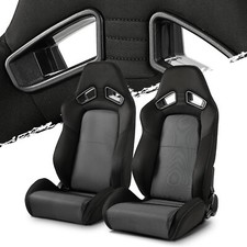 2 X Universal Blackgrey Mesh Pvc Reclinable Racing Seats Leftright Wslider