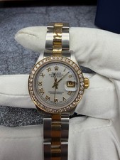 Rolex 26MM Dateust 79173 Two-Tone Yellow Oyster MOP Roman Custom Diamond Bezel