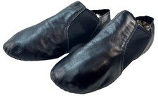 Black Leather Jazz Dance Shoes Kids Size 3 Slip On Split Sole Unbranded