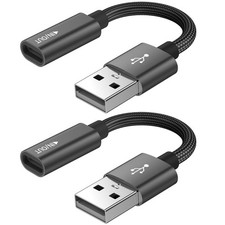 2 Pack USB C Female to USB A Male Adapter Cable Black